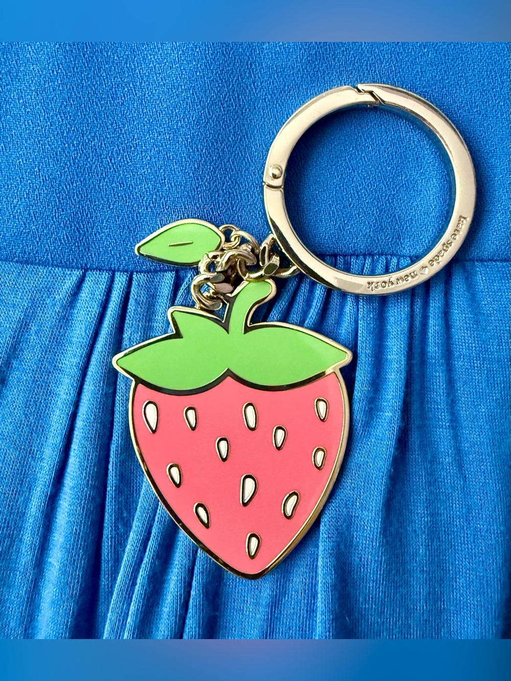 Kate Spade Strawberry Enamel Keychain